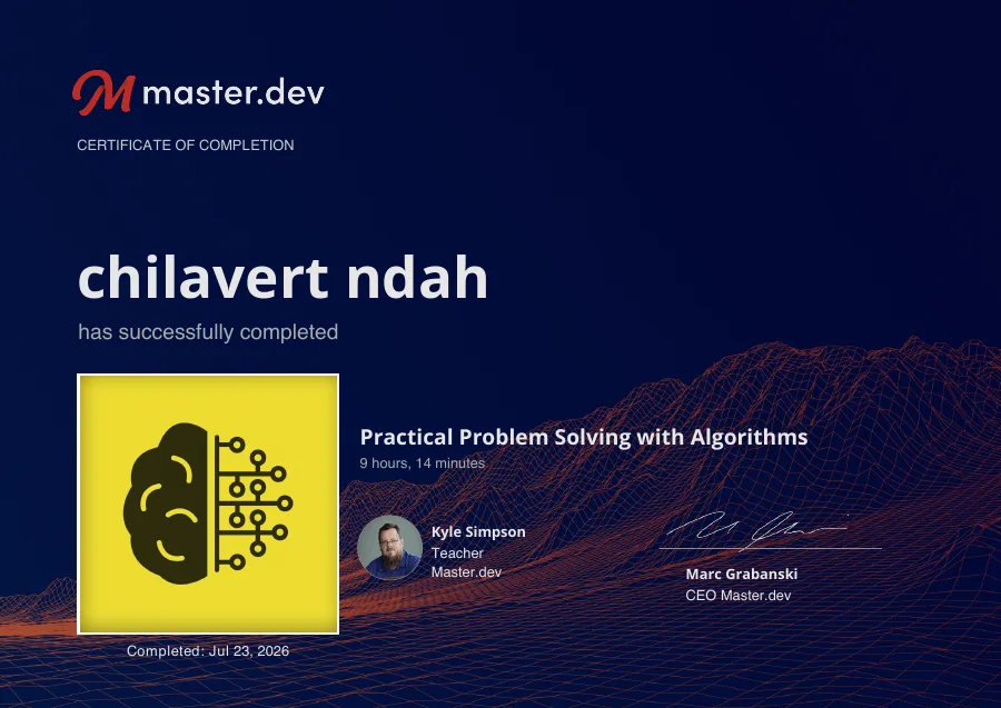 Practical Problem Solving with Algorithms certificate