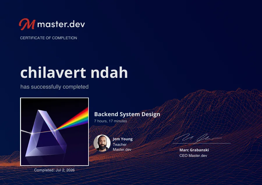 Backend System Design certificate