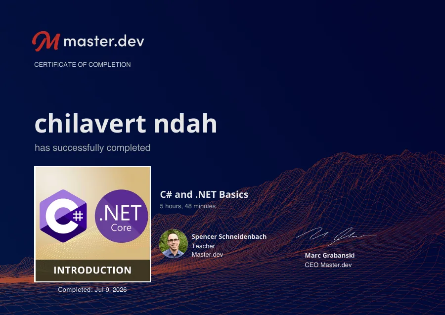 C# and .NET Basics certificate