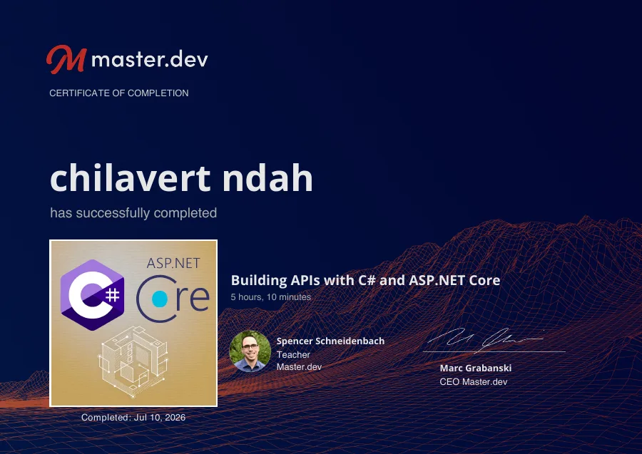 Building APIs with C# and ASP.NET Core certificate