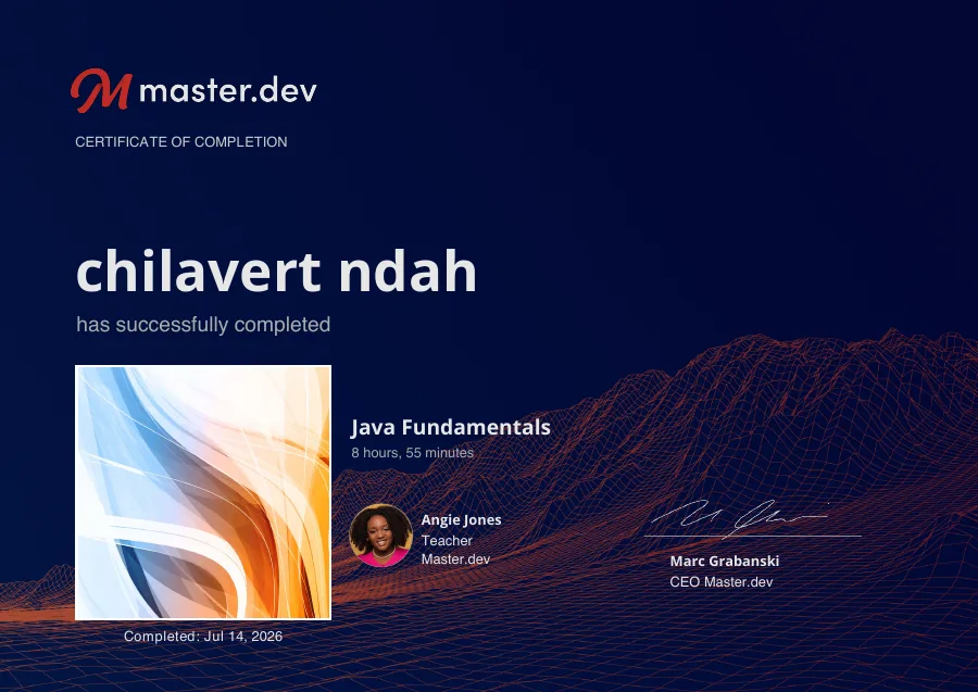 Java Fundamentals certificate