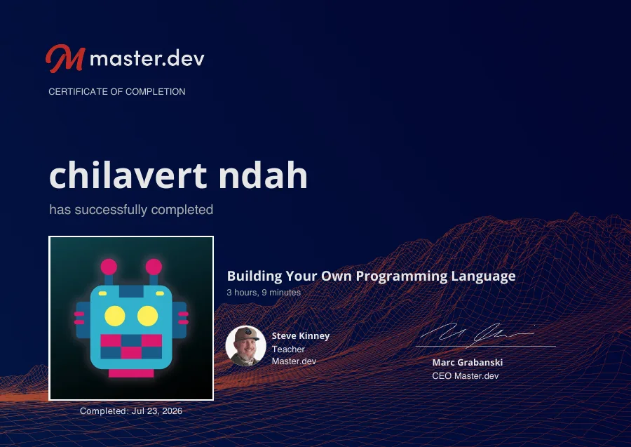 Building Your Own Programming Language certificate