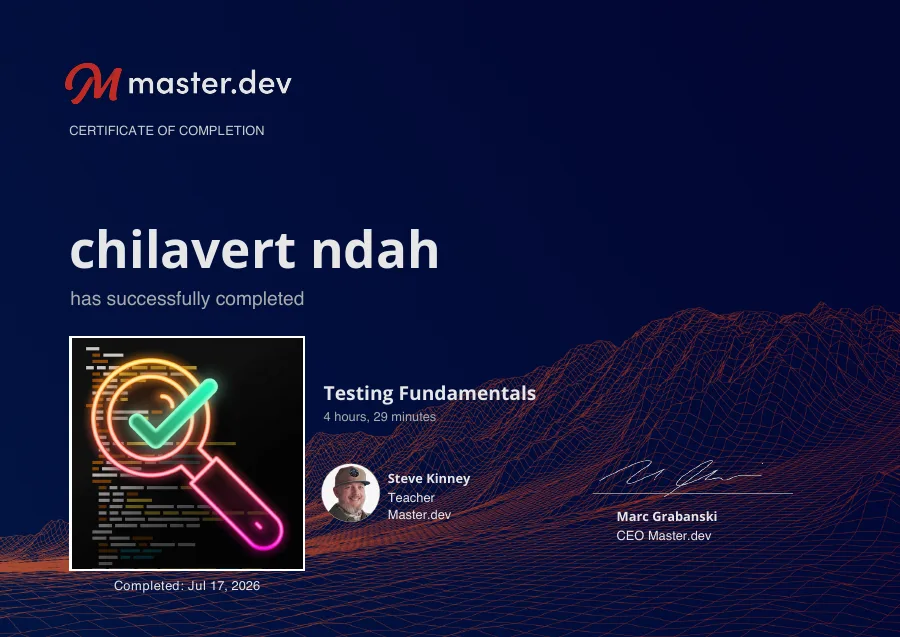 Testing Fundamentals certificate