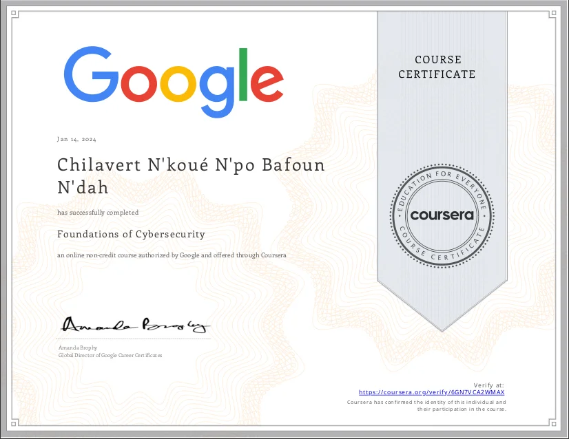 Foundations of Cybersecurity certificate