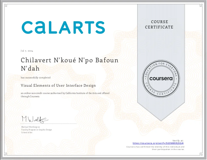 Visual Elements of User Interface Design certificate